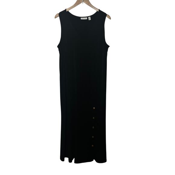 Susan Graver Dresses & Skirts - Susan Graver Dress Sleeveless Knit Gold Button Accent Maxi Travel Casual 1X